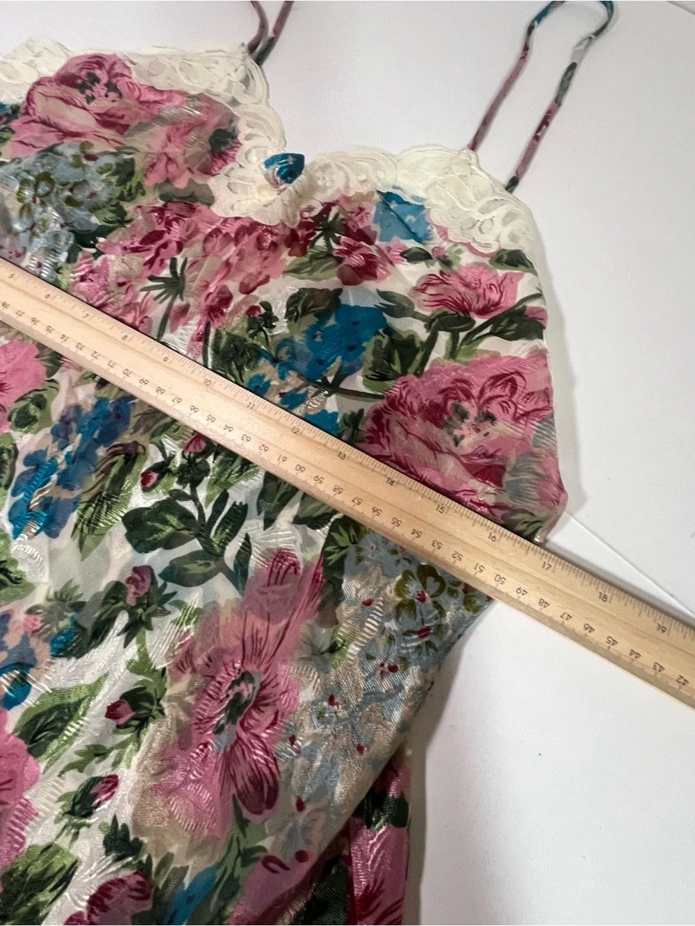 Victoria's Secret Pink & Blue Floral Spaghetti-Strap Dress Gown Vintage